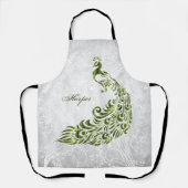 Groen Peacock - Gepersonaliseerd All-Over Print Sc Schort (Voorkant)