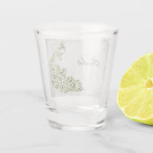 Groen Peacock - Gepersonaliseerd schuimglas Shot Glas (Achterkant)