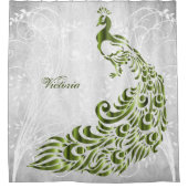 Groen Peacock - Gepersonaliseerd showgordijn Douchegordijn (Voorkant)