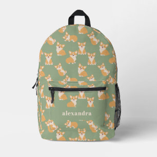 Groen Pembroke Corgi-patroon voor hondenliefhebber Bedrukte Rugzak