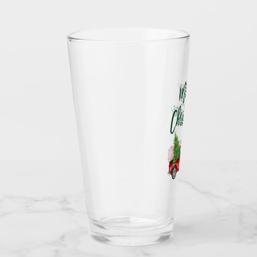 Groen penseel Manuscript  Red Truck Kerstmis Glas (Rechts)