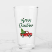 Groen penseel Manuscript  Red Truck Kerstmis Glas (Voorkant)