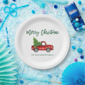 Groen penseel Manuscript  Red Truck Kerstmis Papieren Bordje (Feest)