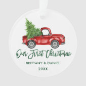 Groen penseel  Vrachtwagen Eerste Kerstmis Ornament (voorkant)