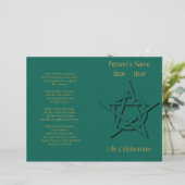 Groen Pentacle Wiccan Funeral Programme (Staand voorkant)
