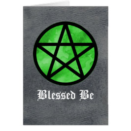 Groen pentakel op zwarte Waterverf