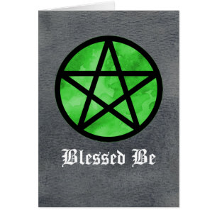 Groen pentakel op zwarte Waterverf