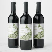 Groen peracock Leaf Wine Weddenschap Wine Label Wijn Etiket (Flessen)