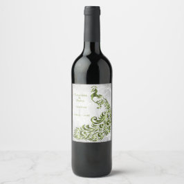 Groen peracock Leaf Wine Weddenschap Wine Label Wijn Etiket