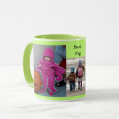 Groen personaliseer 3 FOTO-TEMPLATE Gift Coffee Mok (Voorkant links)
