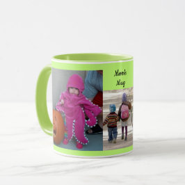 Groen personaliseer 3 FOTO-TEMPLATE Gift Coffee Mok