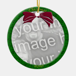 Groen personaliseren Fotoversieel Keramisch Ornament