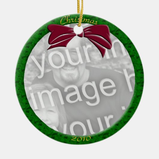 Groen personaliseren Fotoversieel Keramisch Ornament (Voorkant)