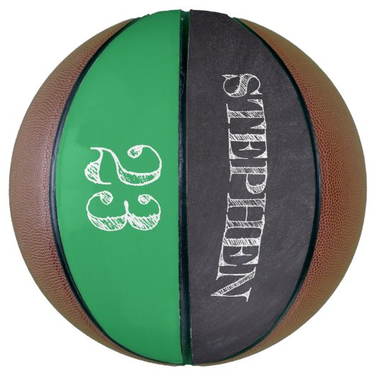 Groen persoonlijk naamnummer Chalkboard etsen Basketbal (Verticaal)