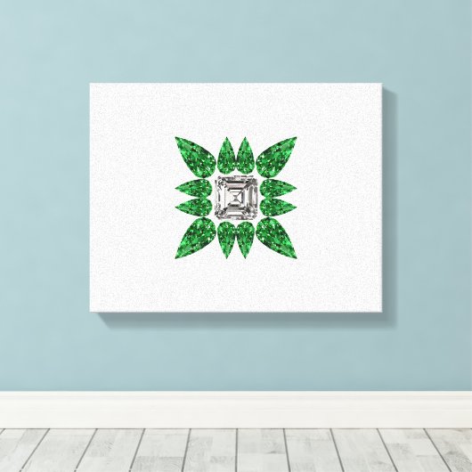 Groen pervormig diamantpatroon canvas afdruk (Insitu (Houten vloer))