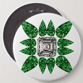 Groen pervormig diamantpatroon ronde button 6,0 cm (Voorkant /achterkant)