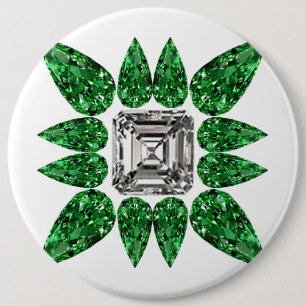 Groen pervormig diamantpatroon ronde button 6,0 cm