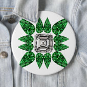 Groen pervormig diamantpatroon ronde button 6,0 cm (In situ)