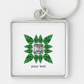 Groen pervormig diamantpatroon sleutelhanger (Voorkant)