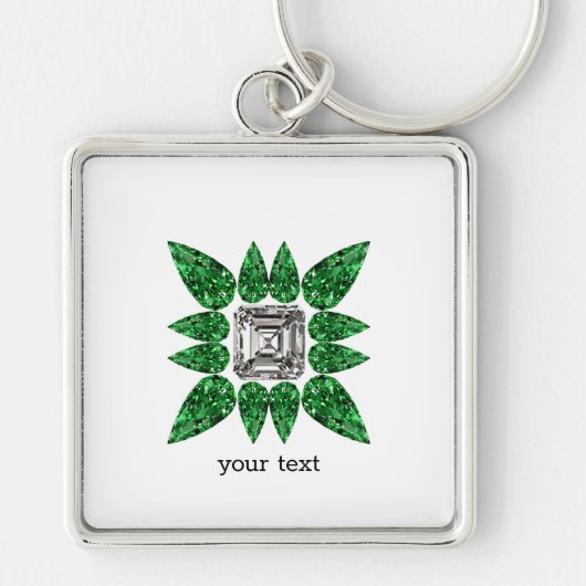Groen pervormig diamantpatroon sleutelhanger (Voorkant)