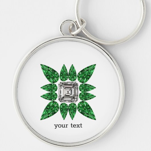 Groen pervormig diamantpatroon sleutelhanger (Voorkant)
