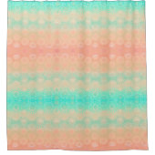 Groen, perzik, meloen en koraal geometrisch douchegordijn (Voorkant)