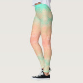 Groen, perzik, meloen en koraal geometrisch leggings (Links)