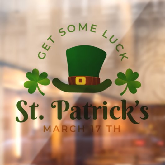 Groen Pet en klaver St Patrick's Day Raamsticker (Vel 2)