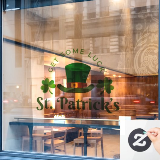 Groen Pet en klaver St Patrick's Day Raamsticker (Cafe Raam)
