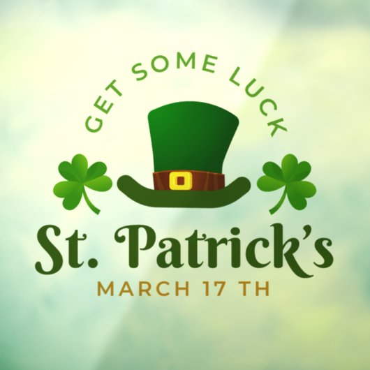 Groen Pet en klaver St Patrick's Day Raamsticker (Vel 3)