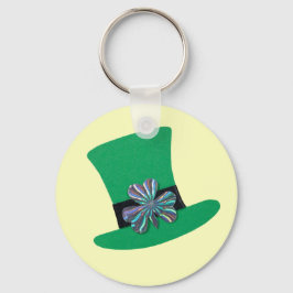 Groen pet en zilverklaver voor St. Patrick's day Sleutelhanger