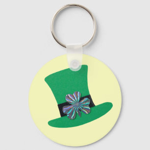 Groen pet en zilverklaver voor St. Patrick's day Sleutelhanger