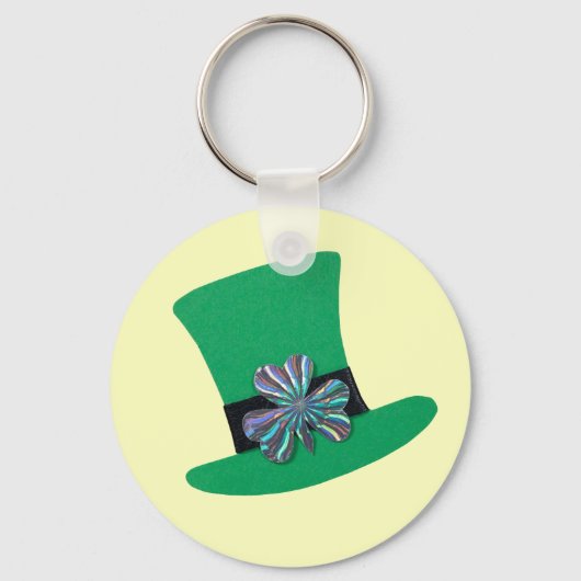 Groen pet en zilverklaver voor St. Patrick's day Sleutelhanger (Voorkant)