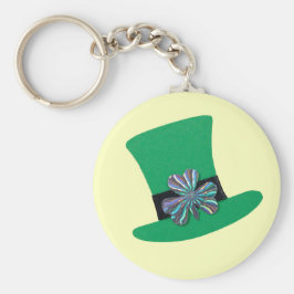 Groen pet en zilverklaver voor St. Patrick's day Sleutelhanger