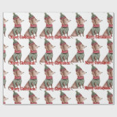 Groen Pet en Zweater Dachshund kerstinpakken Cadeaupapier (Vlak)
