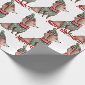 Groen Pet en Zweater Dachshund kerstinpakken Cadeaupapier (Hoek)
