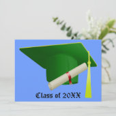 Groen Pet High School Afstuderen Kaart (Staand voorkant)