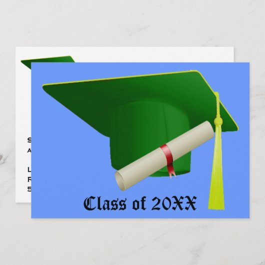 Groen Pet High School Afstuderen Kaart (Voorkant / Achterkant)
