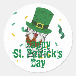 Groen pet met geluk Shamrock St. Patrick's Day Ronde Sticker