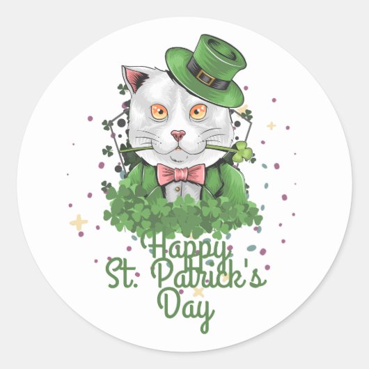 Groen pet met geluk Shamrock St. Patrick's Day Ronde Sticker (Voorkant)