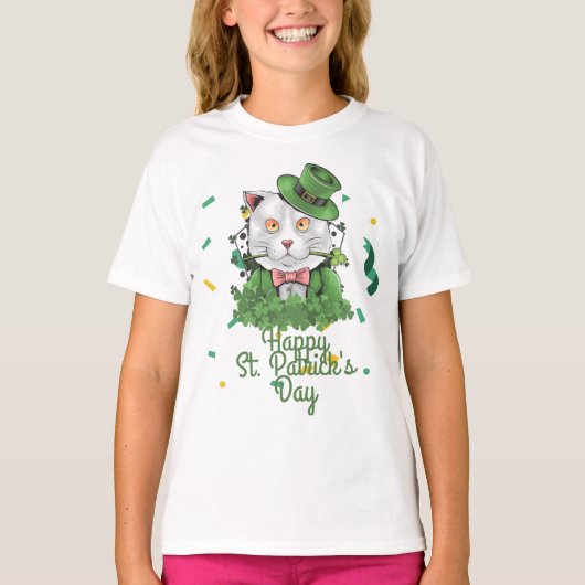 Groen pet met geluk Shamrock St. Patrick's Day T-shirt (Voorkant)