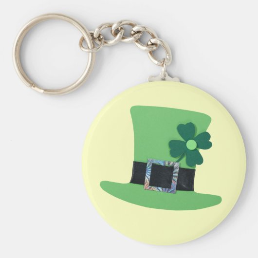 Groen pet met klaver voor St. Patrick's day Sleutelhanger (Voorkant)