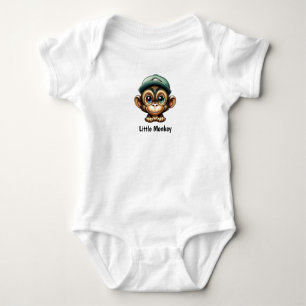 Groen Pet op Schattigee Cartoon Baby Monkey Romper