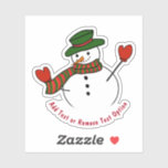 Groen Pet op Snowman Christmas Sticker<br><div class="desc">* Illustratie van een schattige sneeuwpop met wanten en een groen pet. * Diverse grootteopties en kiezen steen glanzend of transparant! * Voeg jouw tekst, familienaam, gebeurtenis, jaar of kort bericht toe, of verwijder tekstoptie. * Gebruik voor het verfraaien van uw laptop of sportflessen, schrootboekingen, doe-het-zelf of ambachtelijke projecten. *...</div>