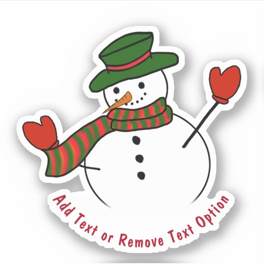 Groen Pet op Snowman Christmas Sticker (Voorkant)