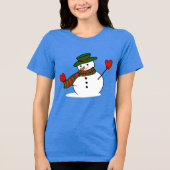 Groen Pet Sneeuwman Kerst Tri-Blend Shirt (Voorkant)