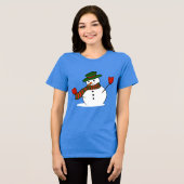 Groen Pet Sneeuwman Kerst Tri-Blend Shirt (Voorkant volledig)