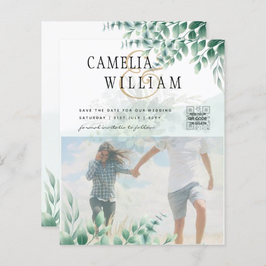 Groen PHOTO TROUWKAART Eucalyptus (Voorkant / Achterkant)