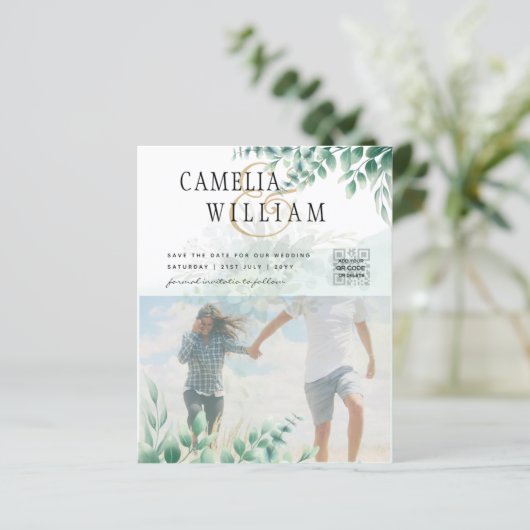 Groen PHOTO TROUWKAART Eucalyptus (Staand voorkant)