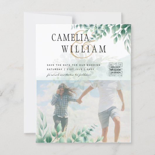 Groen PHOTO TROUWKAART Eucalyptus (Voorkant)